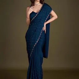 MADHUR HAND WORK ART Beads and Stones Embellished Saree-19