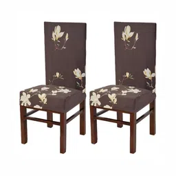 Yellow Weaves 2-Pcs Dark Brown Printed Chair Cover-2