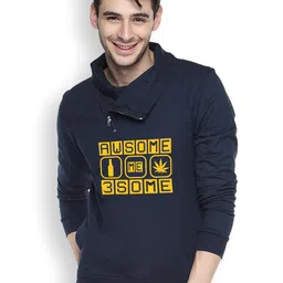 Campus Sutra Navy Printed Sweatshirt-image-93