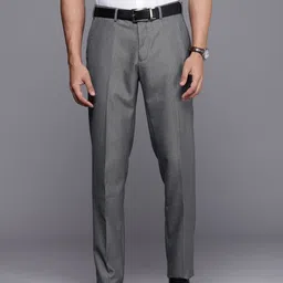 Raymond Men Self Design Textured Slim Fit Formal Trousers-image-99
