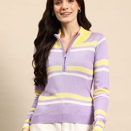 Mast & Harbour Acrylic Striped Pullover-image-16
