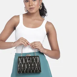 Allen Solly Shimmery Textured Quilted Purse Clutch-93