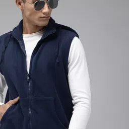 Roadster Men Navy Blue Solid Hooded Sweatshirt-picture-17