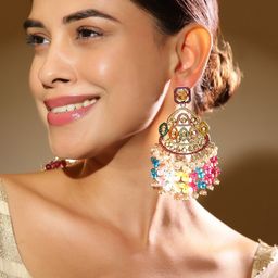 Rubans Women Crescent Shaped Chandbalis Earrings-1