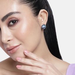 Estele Rhodium-Plated Circular Studs-10