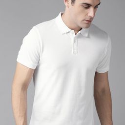 Roadster Men White Polo Collar Cotton Pure Cotton T-shirt-image-5