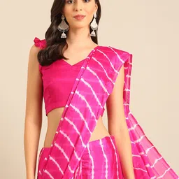 BAPS Leheriya Pure Silk Saree-image-26