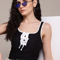The Roadster Lifestyle Co. Lace-Up Detail Ribbed Top-image-14