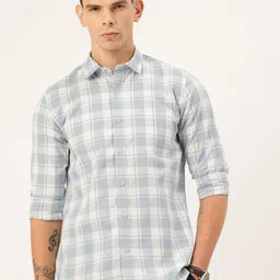 Integriti Pure Cotton Slim Fit Checked Casual Shirt-image-60