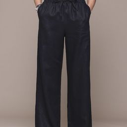MANGO Women Mid-Rise Flared Fit Linen Wide Leg Trousers-15
