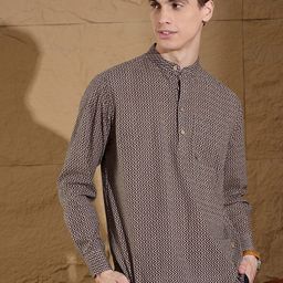 DENNISON Zig-Zag Printed Short Casual Kurta-57