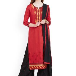 Kvsfab Red & Black Cotton Blend Unstitched Dress Material-image-71