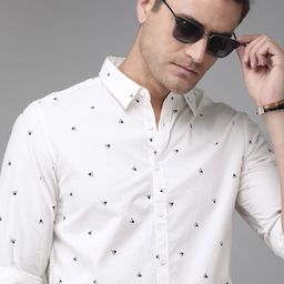 Roadster Men White & Black Abstract Printed Cotton Casual Sustainable Shirt-image-81