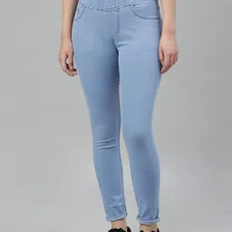 ADBUCKS Women Blue Slim Fit Solid Denim Jeggings-picture-10