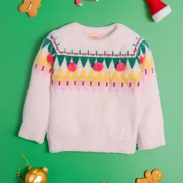 Nauti Nati Girls Self Design Fuzzy Acrylic Pullover-image-62