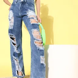 KASSUALLY Women Classy Blue High-Rise Straight Fit Jeans-image-57