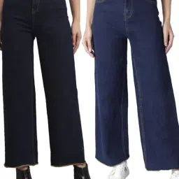 Kotty Dark Blue Flared Fit High Rise Jeans (Pack Of 2)-image-96
