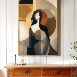 Art Street Brown Abstract Woman Canvas Painting-46