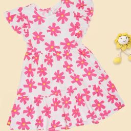 Pantaloons Junior Girls Bone White Floral Print Dress-picture-38