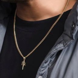 The Bro Code Gold Plated Devi Thrishul Pendant Necklace for Men-48