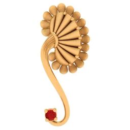 P.C. Chandra Jewellers 18k Yellow Gold Red Stone-studded Charming Ring Pendant-2