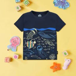 Nauti Nati Kids Navy Cotton Printed T-Shirt-picture-23