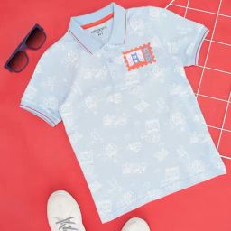 Pantaloons Junior Blue Cotton Printed Polo T-Shirt-picture-20