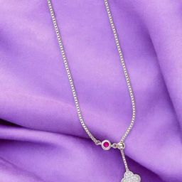 Taraash 925 Sterling Silver Floral Pattern Gemstone Necklace for Women-image-23