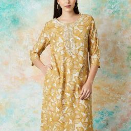 Melange by Lifestyle Cream Floral Kurta-28