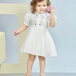 Peppermint Girls White Cotton Regular Fit Dress-picture-42