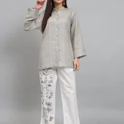 Newd Grey & White Cotton Blend Printed Co-Ord Set-16