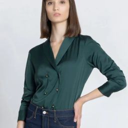 SHAYE Dark Green Regular Fit Top-image-65