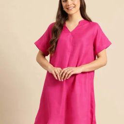 Qurvii Magenta Casual Dress-image-59