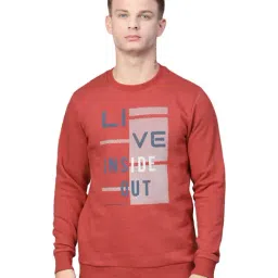 ALCIS Red Cotton Regular Fit Printed Sweatshirt-23