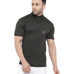 Chkokko Olive Green Regular Fit Sports T-Shirt-image-75
