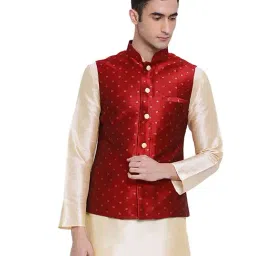 Sanwara Maroon Printed Nehru Jacket-36