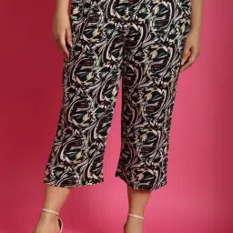 theRebelinme Black Printed High Rise Capris-image-50