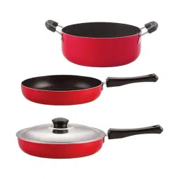 Nirlon Non-Stick Red Aluminium Cookware Set of 3 Pieces-42