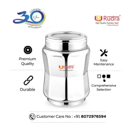Rudra Silver Stainless Steel Multipurpose Containers Hexagon with Lid (Size 3) image 5