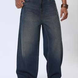 YOUTHIX Men High-Rise Baggy Light Fade Jeans-image-40