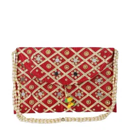 Aditi Wasan Red Fabric Envelope Clutch-image-16