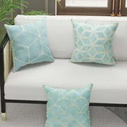 Bianca Suzane Mint Green & Beige Microfibre Cushion Cover - Set of 3-13