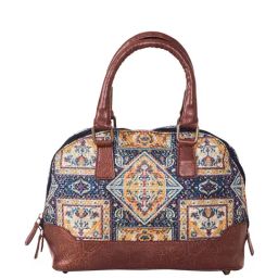 Mona B Blue Printed Medium Handbag-image-7