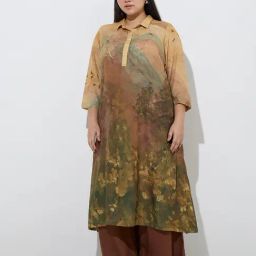 Diza by Westside Mustard Nature-Inspired A-Line Kurta-image-73