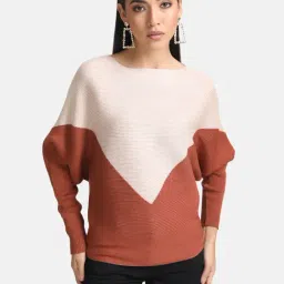 Kazo Brown Cotton Color-Block Pullover-picture-23