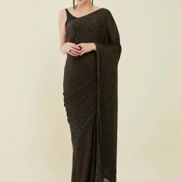 Soch Green Embellished Saree With Unstitched Blouse-image-35