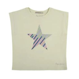 Pepe Jeans Kids Cream Embellished T-Shirt-image-91