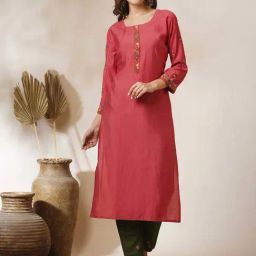 Fashor Coral Embroidered Straight Kurta-image-15