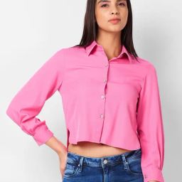 Izel Pink Regular Fit Casual Shirt-image-62