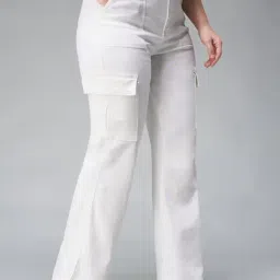 Miss Chase A+ White Flare Fit Cargo Jeans-image-95